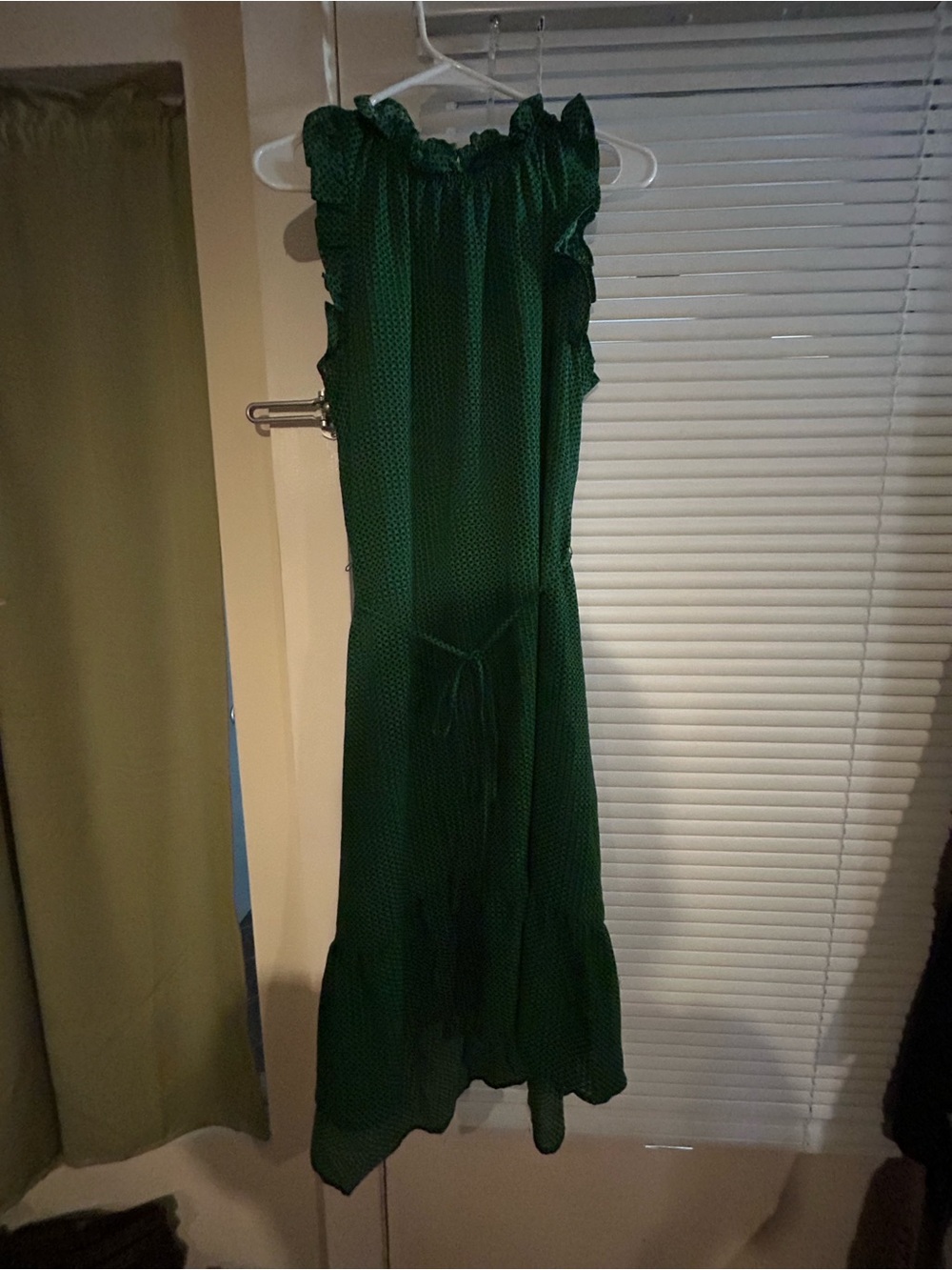 Who What Wear Emerald Green Maxi Dress with Ruffle Neckline